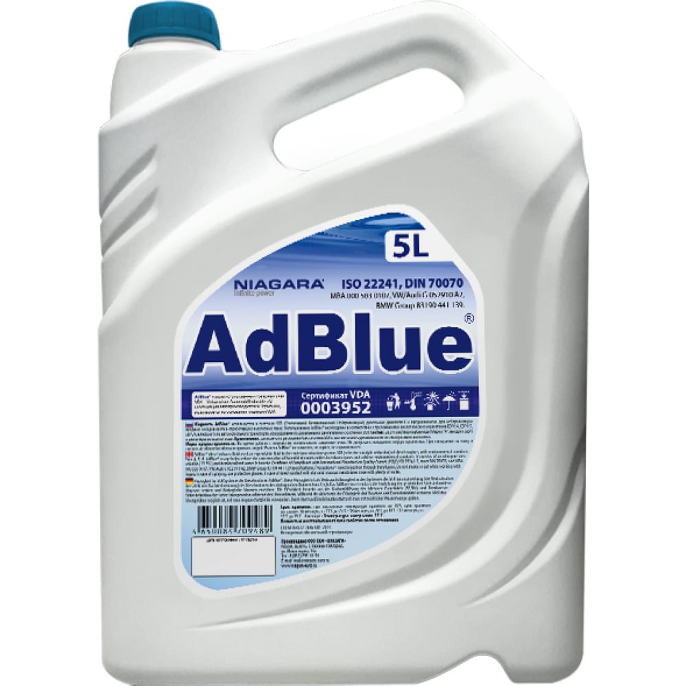 NIAGARA Жидкость AdBlue 5 л. водный раствор мочевины для систем SCR а/м Евро 4,5,6 4008000