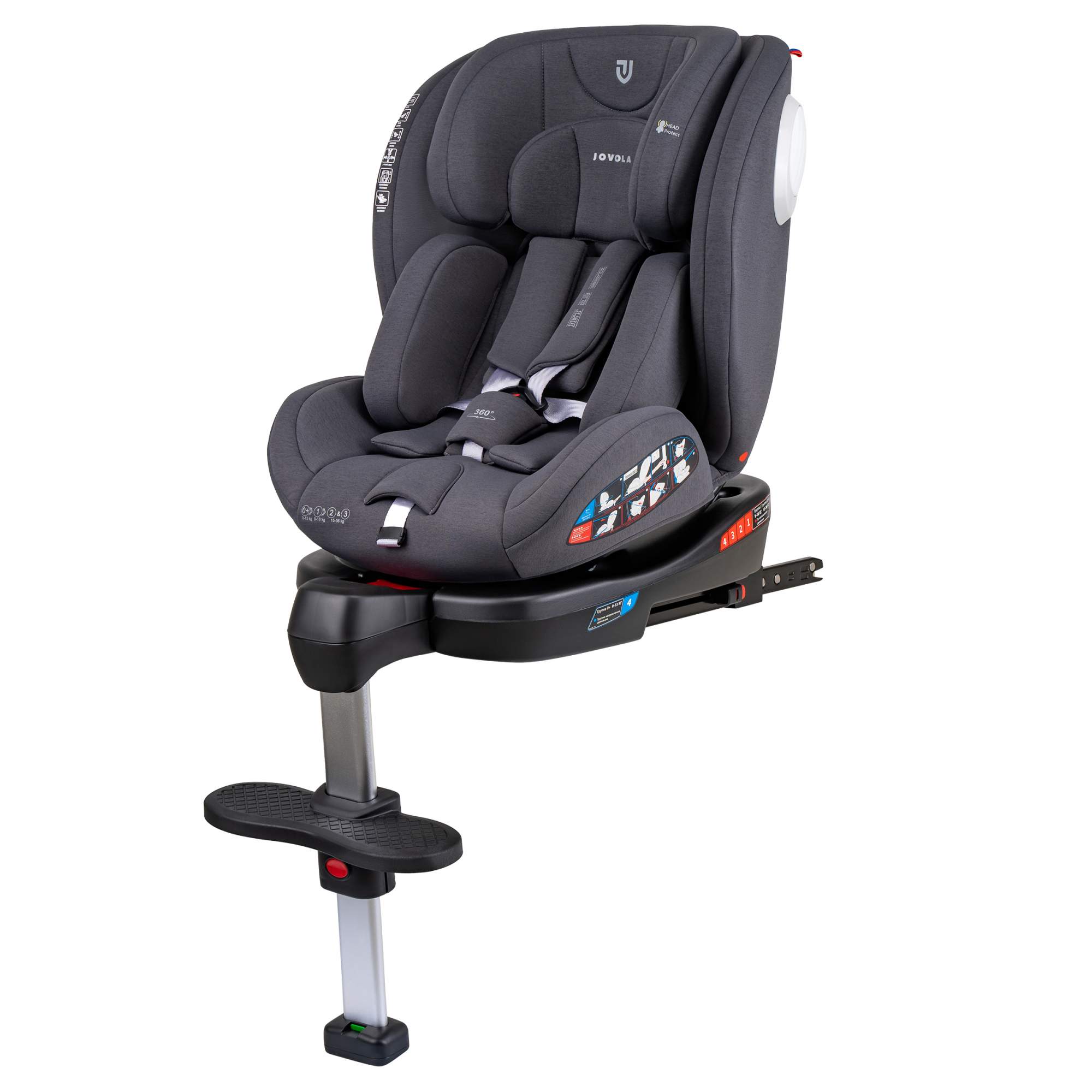 Автокресло детское Jovola Jet Isofix 0-36 кг серый