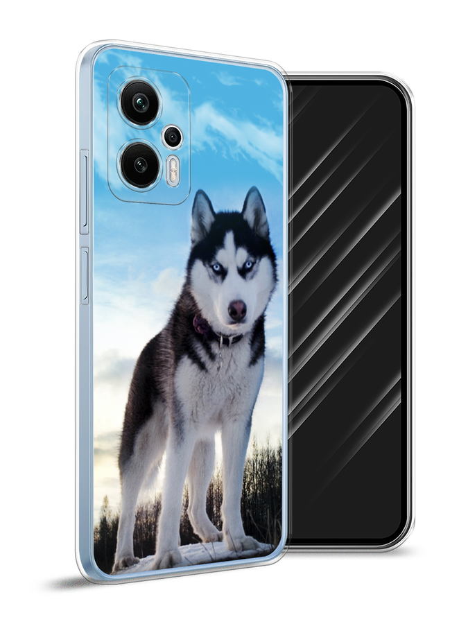 

Чехол Awog на Redmi Note 12T Pro "Хаски 3", Белый;черный;голубой, 319150-2