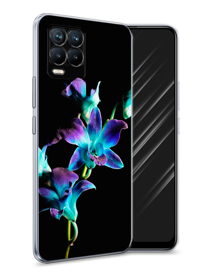 

Чехол Awog на Realme 8/8 Pro "Синий цветок на черном", Разноцветный, 255450-8