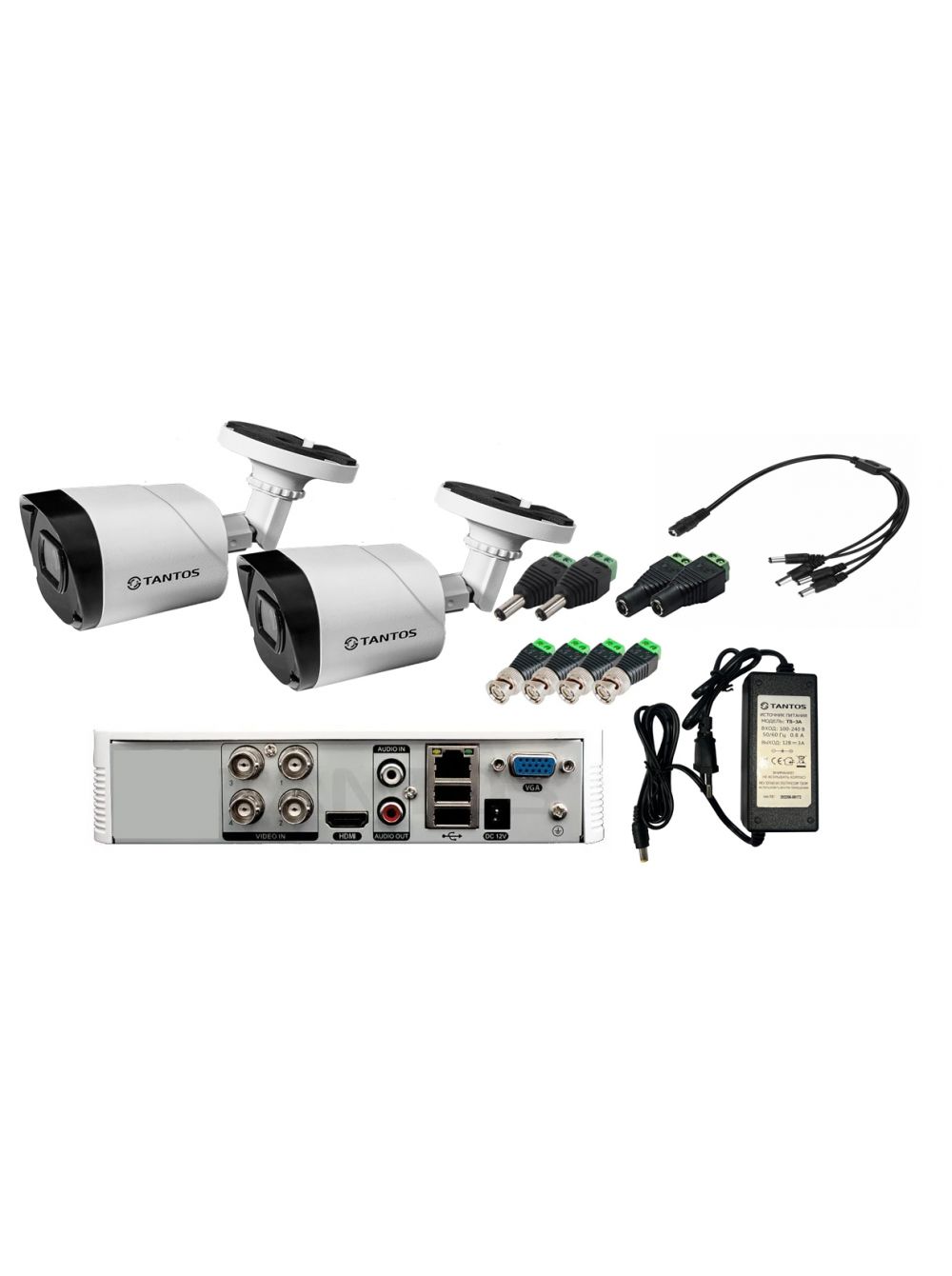 Комплект Tantos из 2-х цилиндрических камер AHD (2Mpx/1080P/2.8mm) веб камера logitech c922 pro stream full hd 1080p 30fps 720p 60fps автофокус угол обзора 78° стереомикрофон лицензия xsplit на 3мес кабель 1 5м