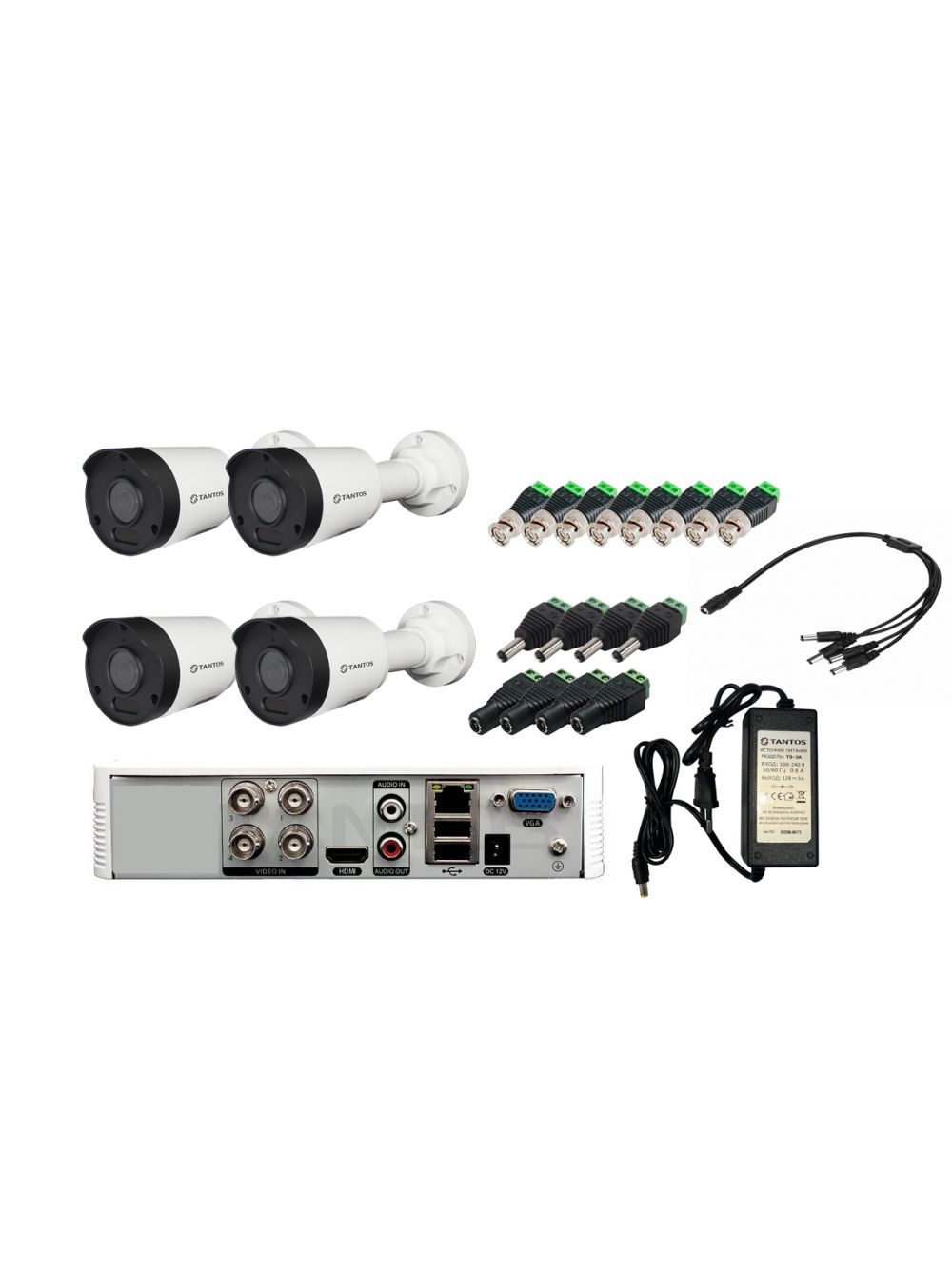 Комплект Tantos из 4-х цилиндрических камер AHD c микрофоном (2Mpx) уличная цилиндрическая универсальная видеокамера tantos tsc p2fa