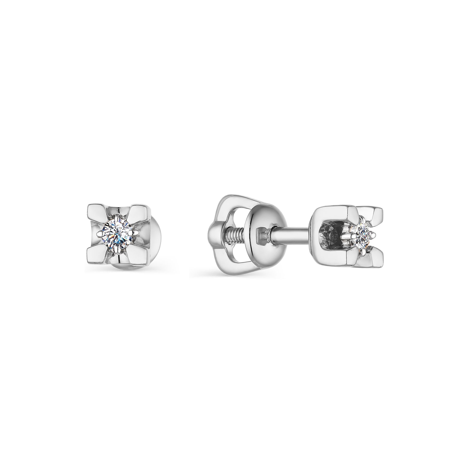 

Серьги-пусеты из белого золота с бриллиантом АЛЬКОР 23694-200, 23694-200