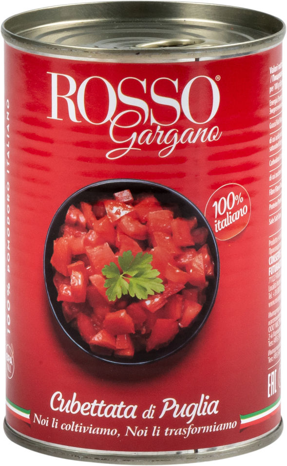 

Томаты Rosso Gargano Cubetti в собственном соку 400г