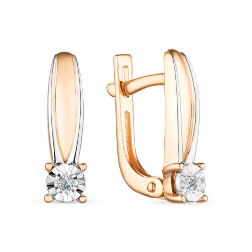 

Серьги из красного золота с бриллиантом АЛЬКОР 23726-100, 23726-100