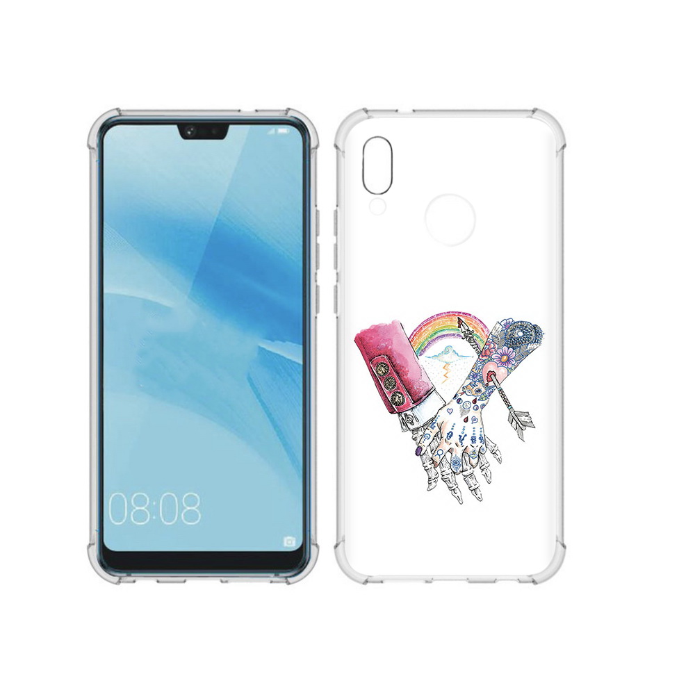 

Чехол MyPads Tocco для Huawei P20 Lite абстракция руки в татуировках (PT130405.51.212), Прозрачный, Tocco