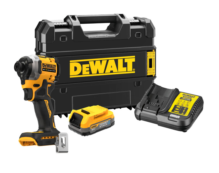 фото Бесщеточный импульсный шуруповерт dewalt dcf850e1t 18 в xr, 1.7 ач