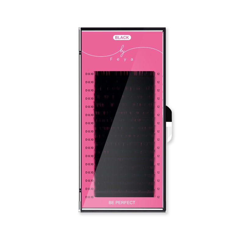 

Чёрные ресницы lashfeya Black 16 линий D 0.07 12 mm, Черный