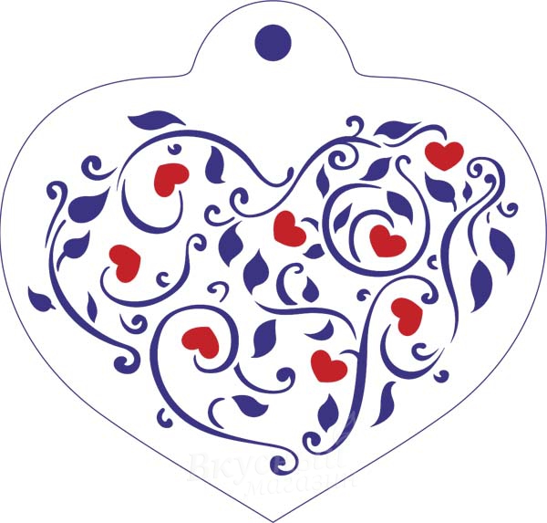 

Трафарет для мастики/марципана Сердце8 М165, Белый