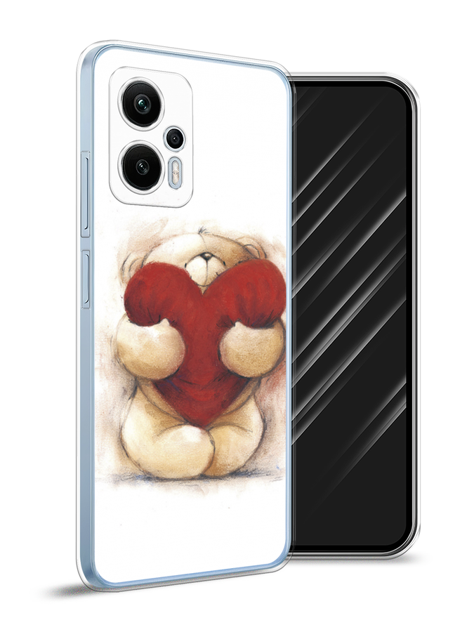 

Чехол Awog на Redmi Note 12T Pro "Мишка с сердцем 1", Белый;бордовый;бежевый, 319150-6