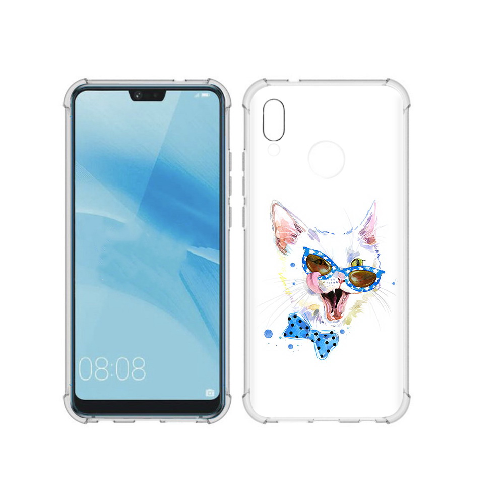 

Чехол MyPads Tocco для Huawei P20 Lite белый кот (PT130405.51.229), Прозрачный, Tocco