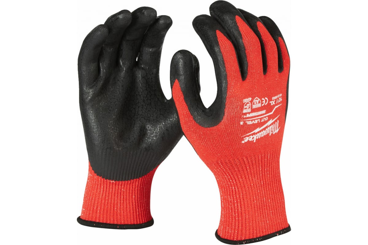 Перчатки рабочие Milwaukee 4932471422 с защитой от порезов уровень 3, размер 10(XL) перчатки husqvarna technical c защитой от порезов бензопилой р 10 5950034 10