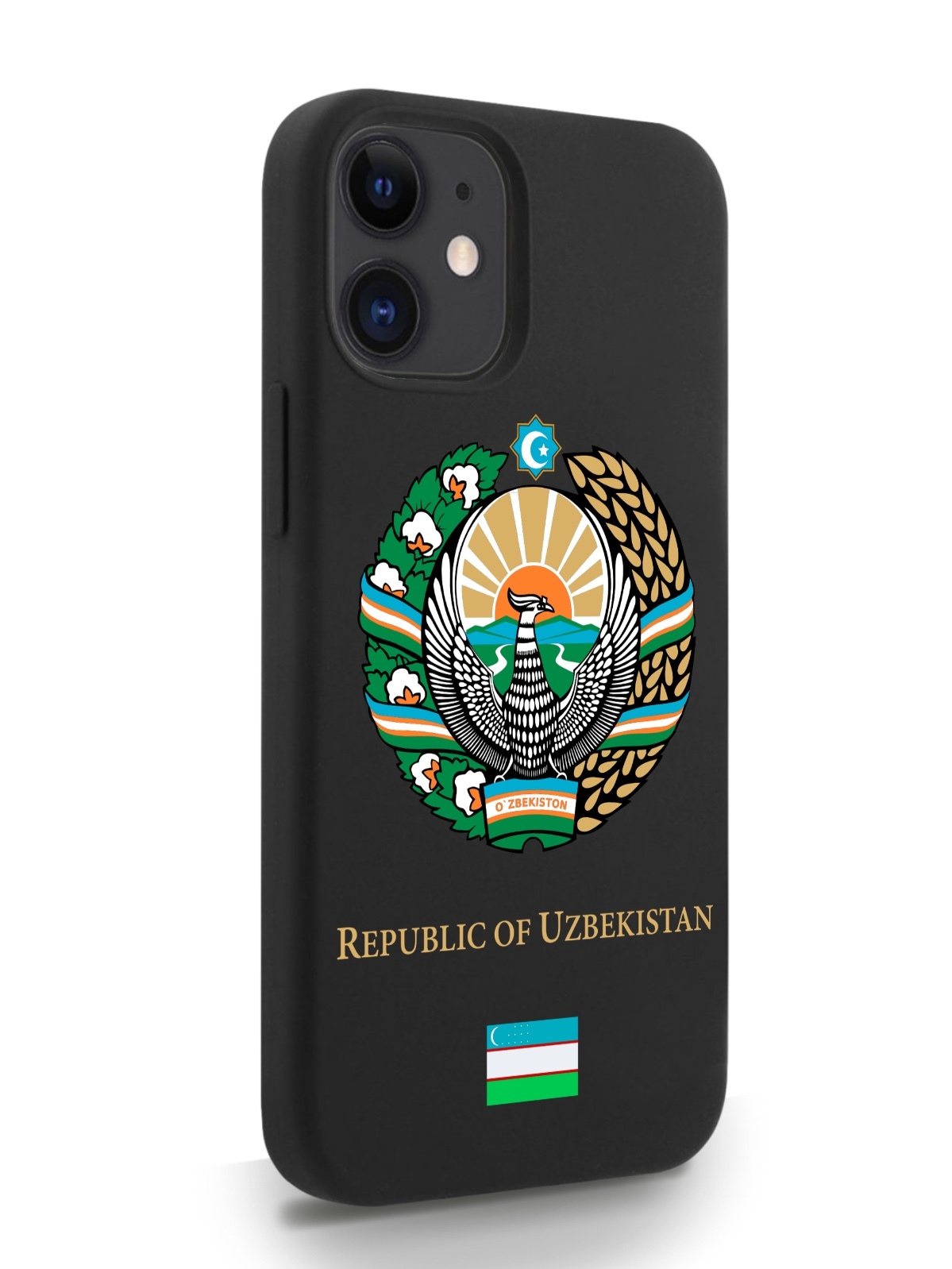 

Черный SignumCase для iPhone 12 Mini Герб Узбекистана черный, iPhone 12 Mini Герб Узбекистана