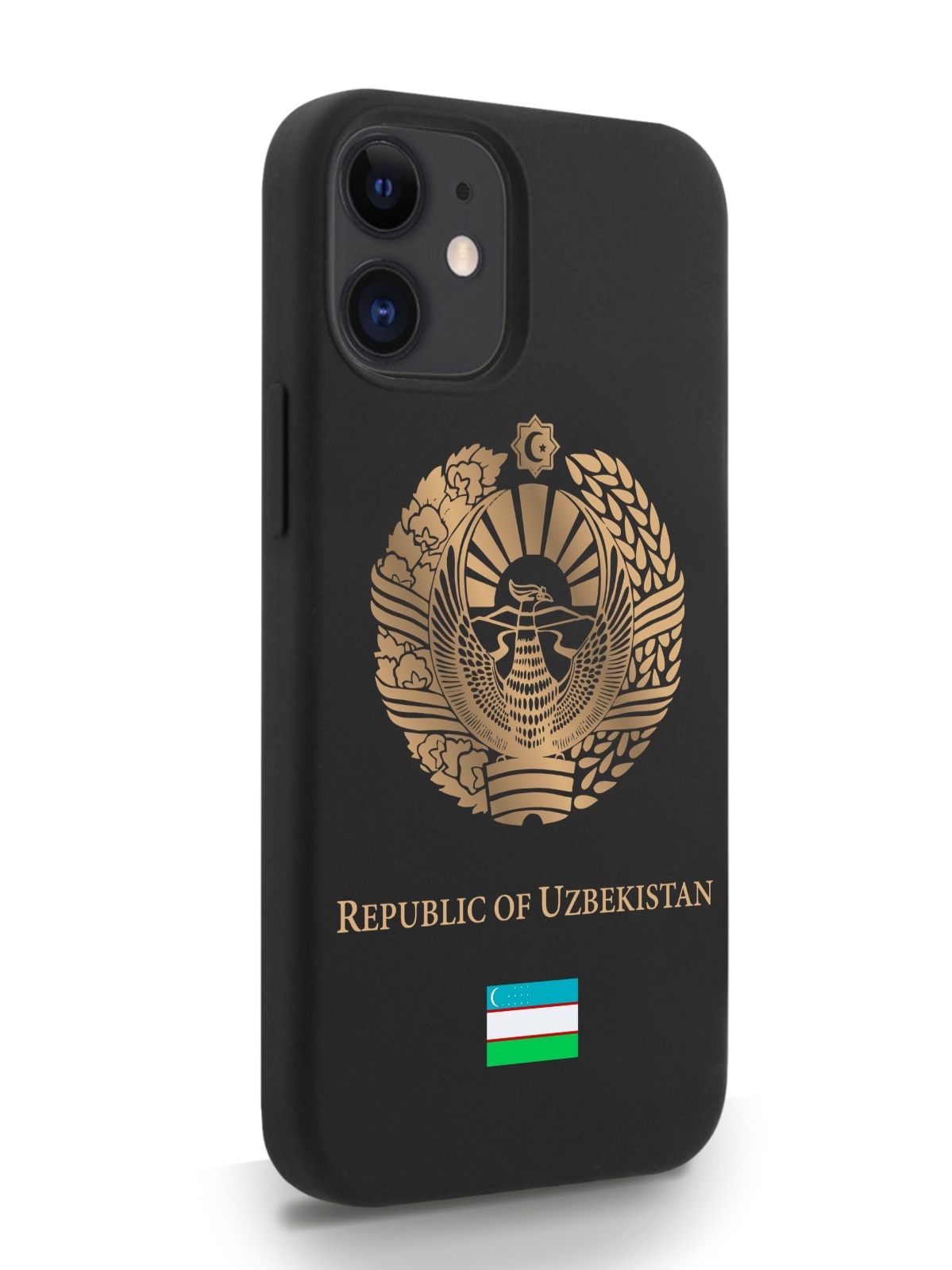 

Черный SignumCase для iPhone 12 Mini Золотой Герб Узбекистана черный, iPhone 12 Mini Золотой Герб Узбекистана