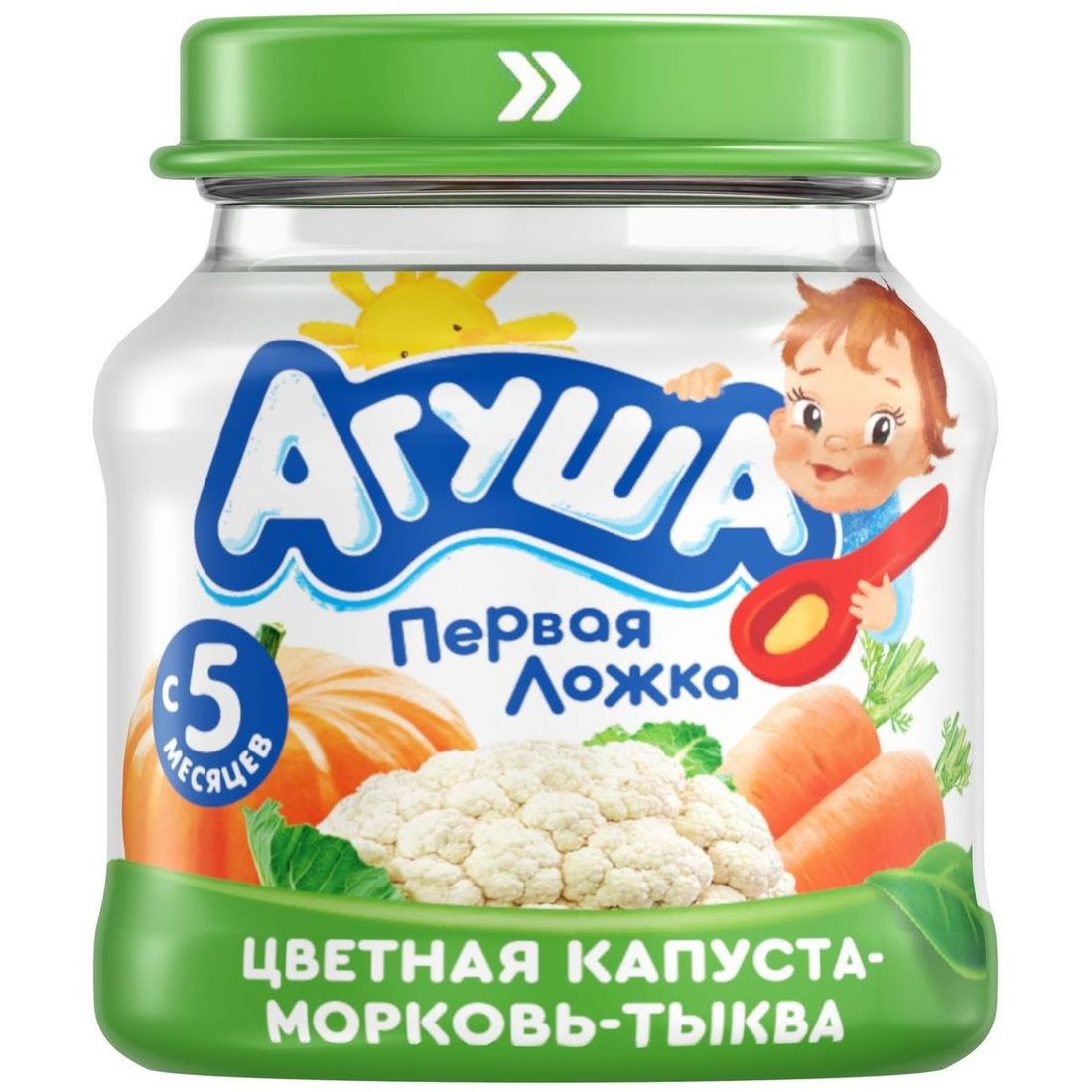 

Пюре Агуша цветная капуста-морковь-тыква; с 5 месяцев; 80 г; 1 шт.
