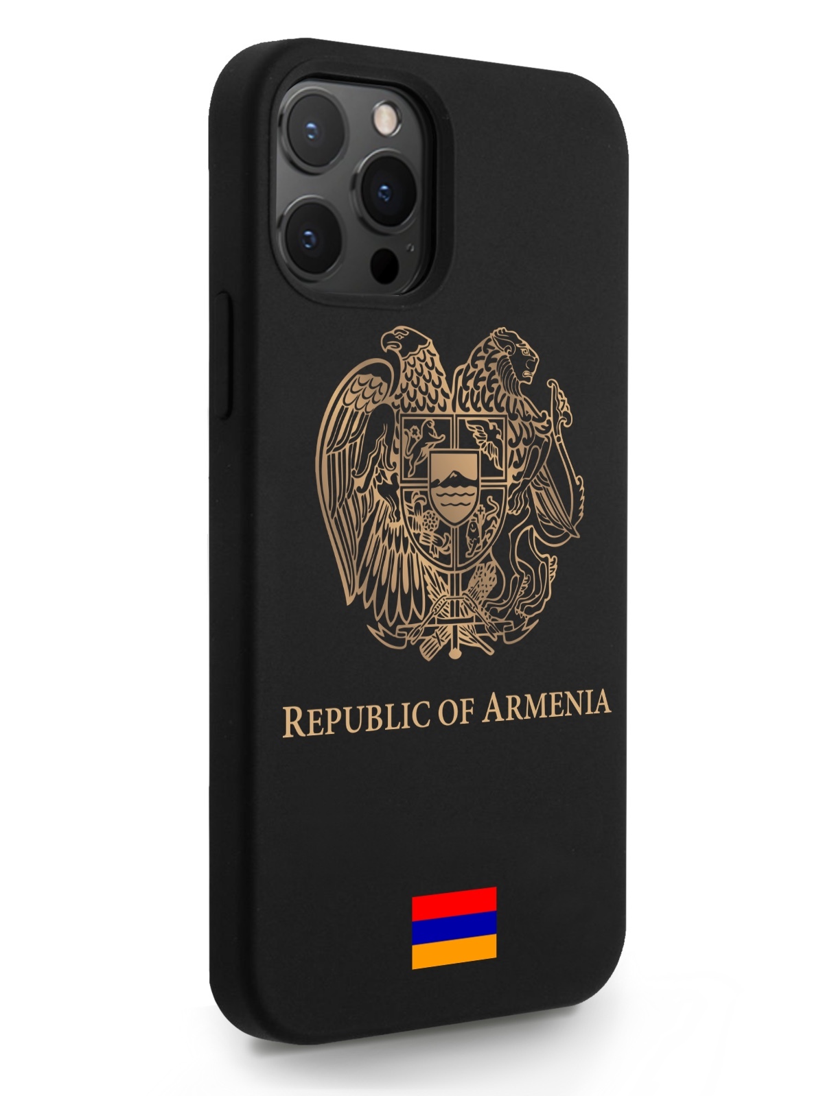 

Черный SignumCase для iPhone 12/12 Pro Золотой Герб Армении черный, iPhone 12/12 Pro Золотой Герб Армении