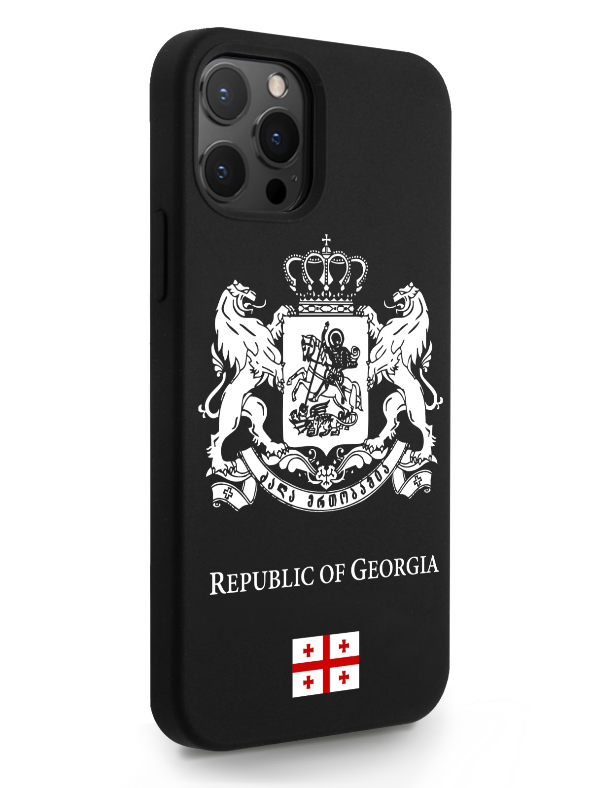 фото Черный signumcase для iphone 12/12 pro белый герб грузии черный