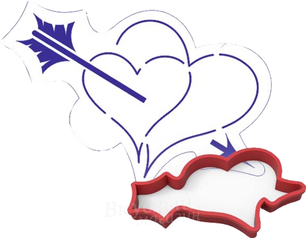 фото Трафарет для мастики/марципана сердца со стрелой 11х7 см. с вырубкой nobrand