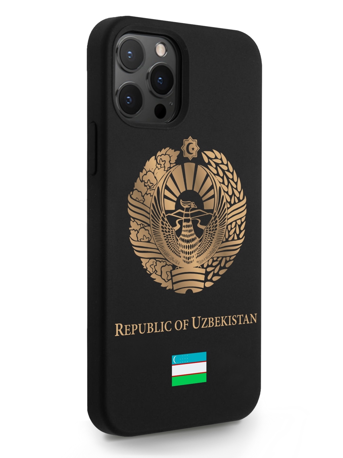 

Черный SignumCase для iPhone 12/12 Pro Золотой Герб Узбекистана черный, iPhone 12/12 Pro Золотой Герб Узбекистана
