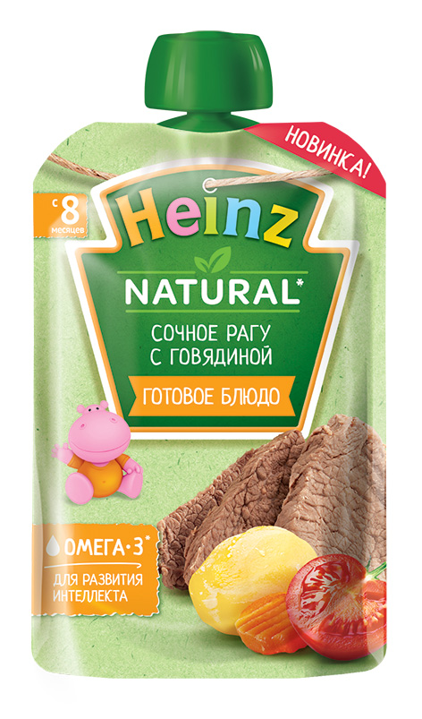 Пюре Heinz «Сочное рагу с говядиной», 90 г, с 8 месяцев