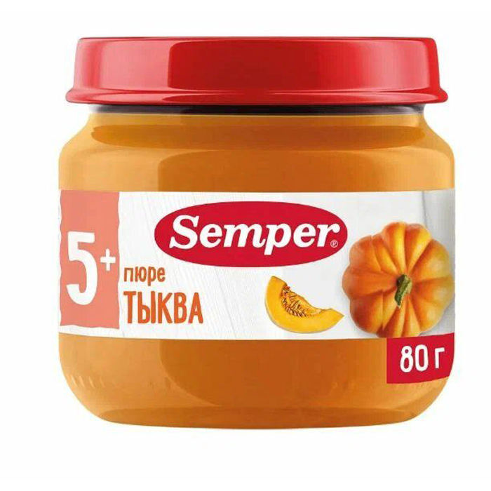 Пюре Semper Тыква, с 5 месяцев, 80 г