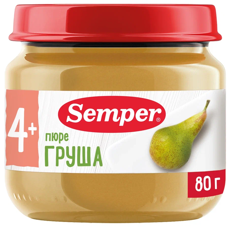 Пюре Semper Груша, 80 г, с 4 месяцев 1 шт. пюре мясное semper спагетти болоньезе с 12 мес 190 г