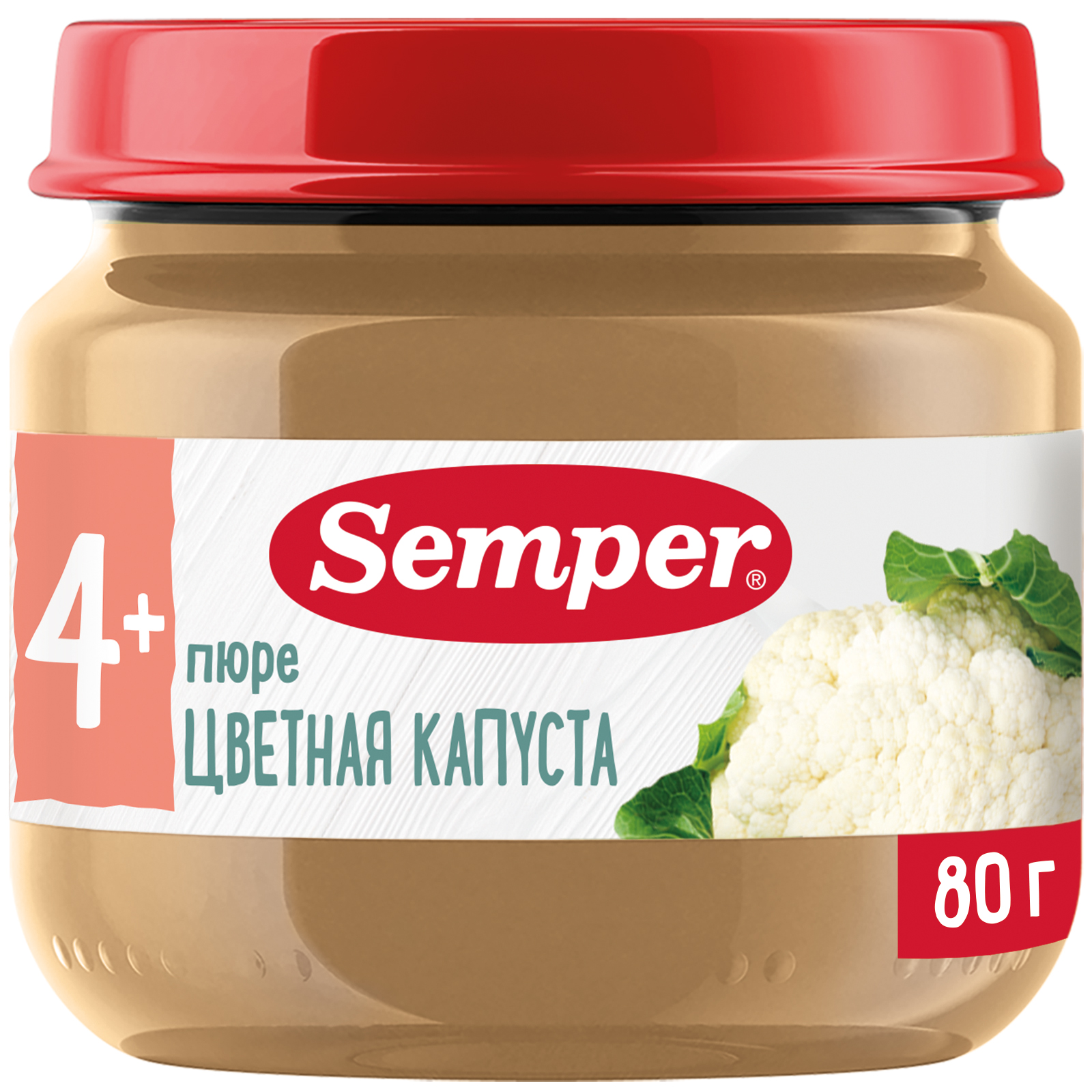 Пюре Semper Цветная капуста, с 4 месяцев, 80 г