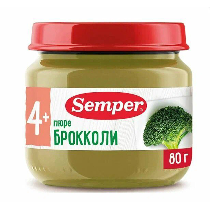 Пюре Semper Брокколи, с 4 месяцев, 80 г