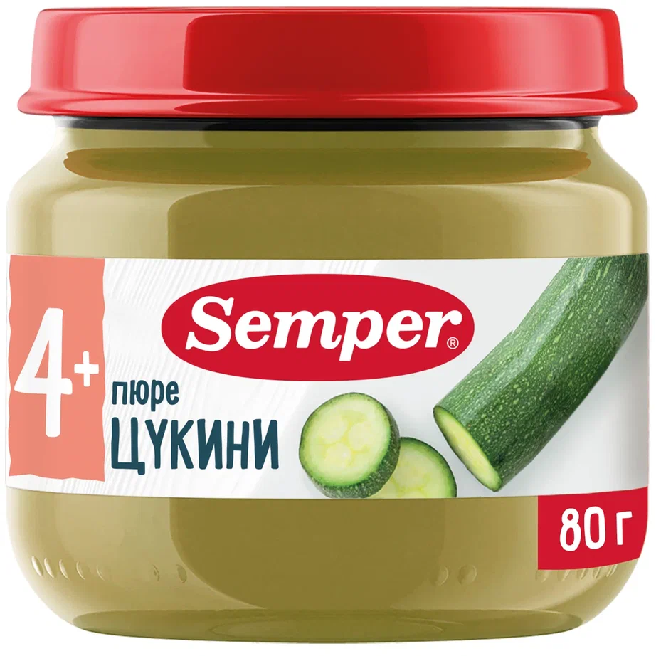 Пюре Semper Цукини, с 4 месяцев, 80 г пюре semper овощная паста с брокколи 190 г