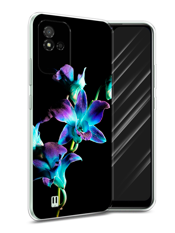 

Чехол Awog на Realme Narzo 50i "Синий цветок на черном", Разноцветный, 2510050-8