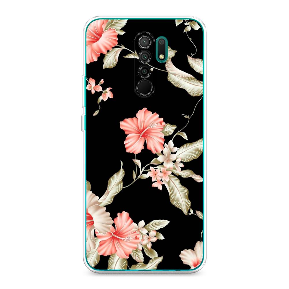 

Чехол Awog на Xiaomi Redmi 9 "Цветы на черном", Разноцветный, 38350-8