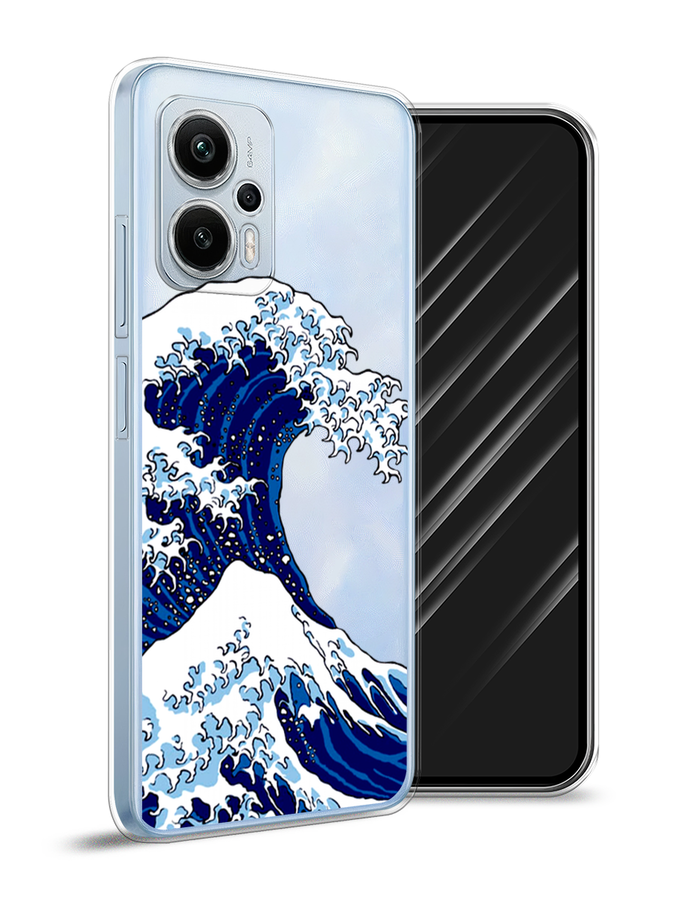 

Чехол Awog на Redmi Note 12T Pro "Волна в Канагаве", Синий;белый, 319150-4