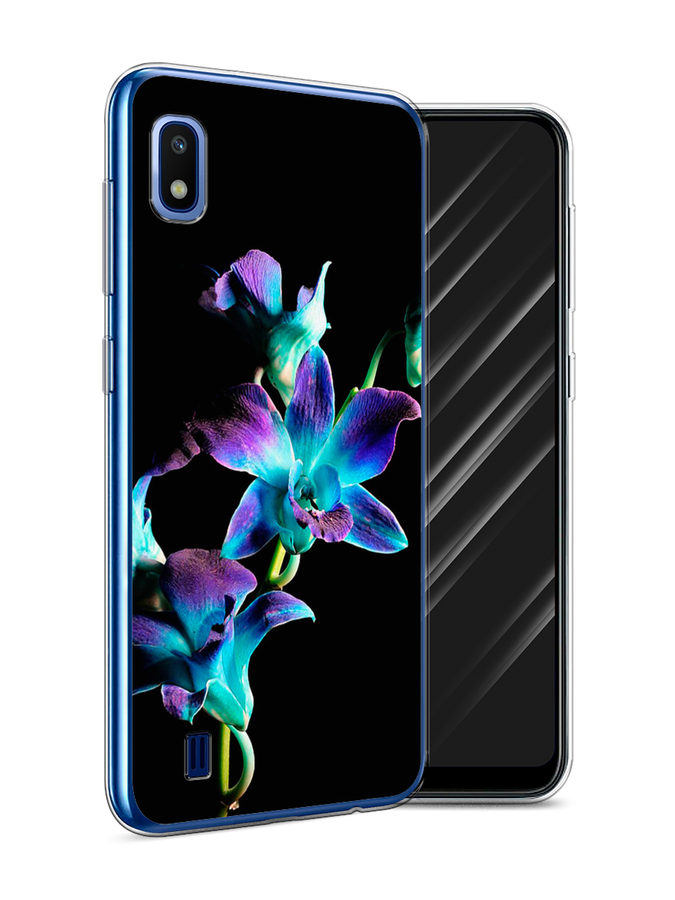 

Чехол Awog на Samsung Galaxy A10 "Синий цветок на черном", Разноцветный, 27950-8