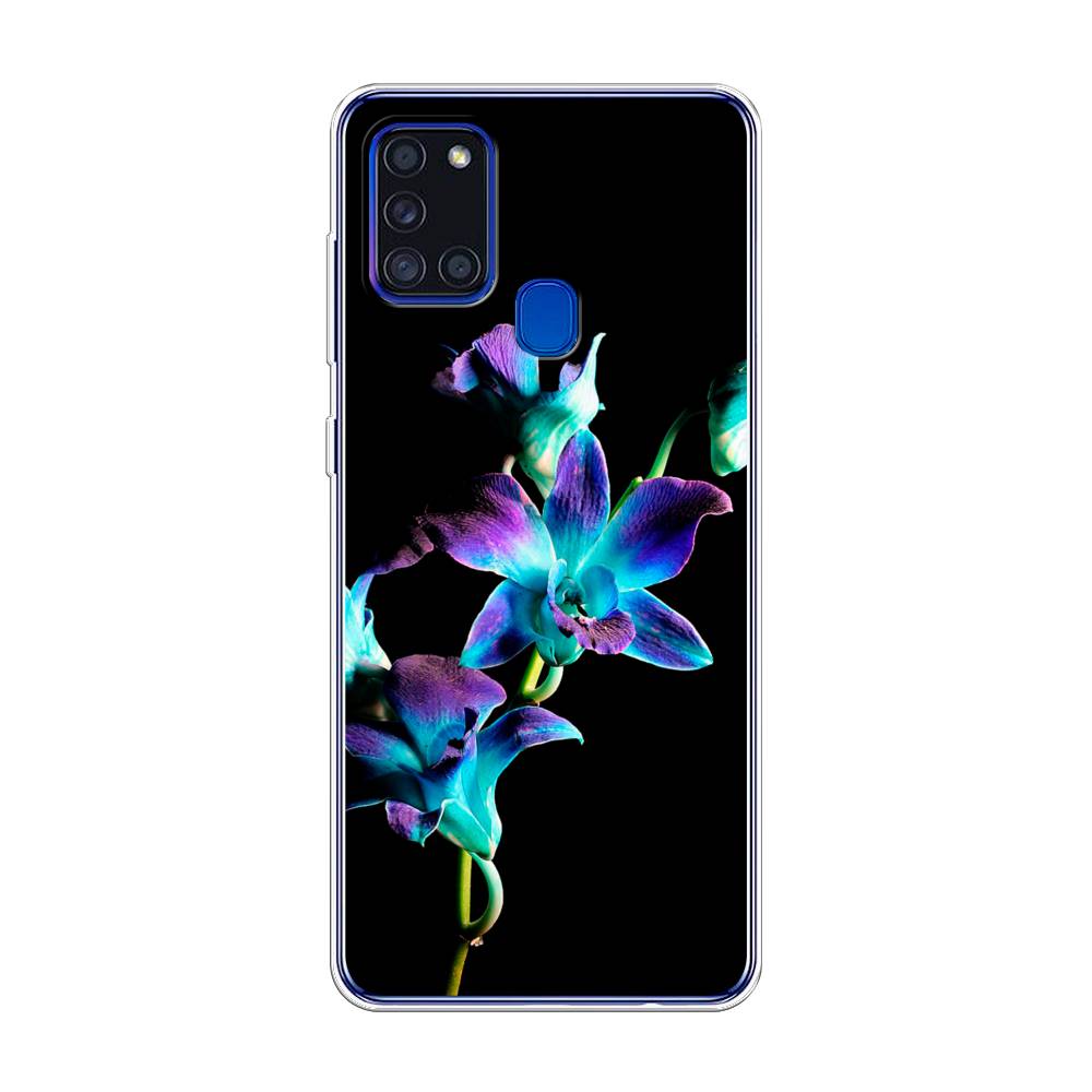 фото Силиконовый чехол "синий цветок на черном" на samsung galaxy a21s awog