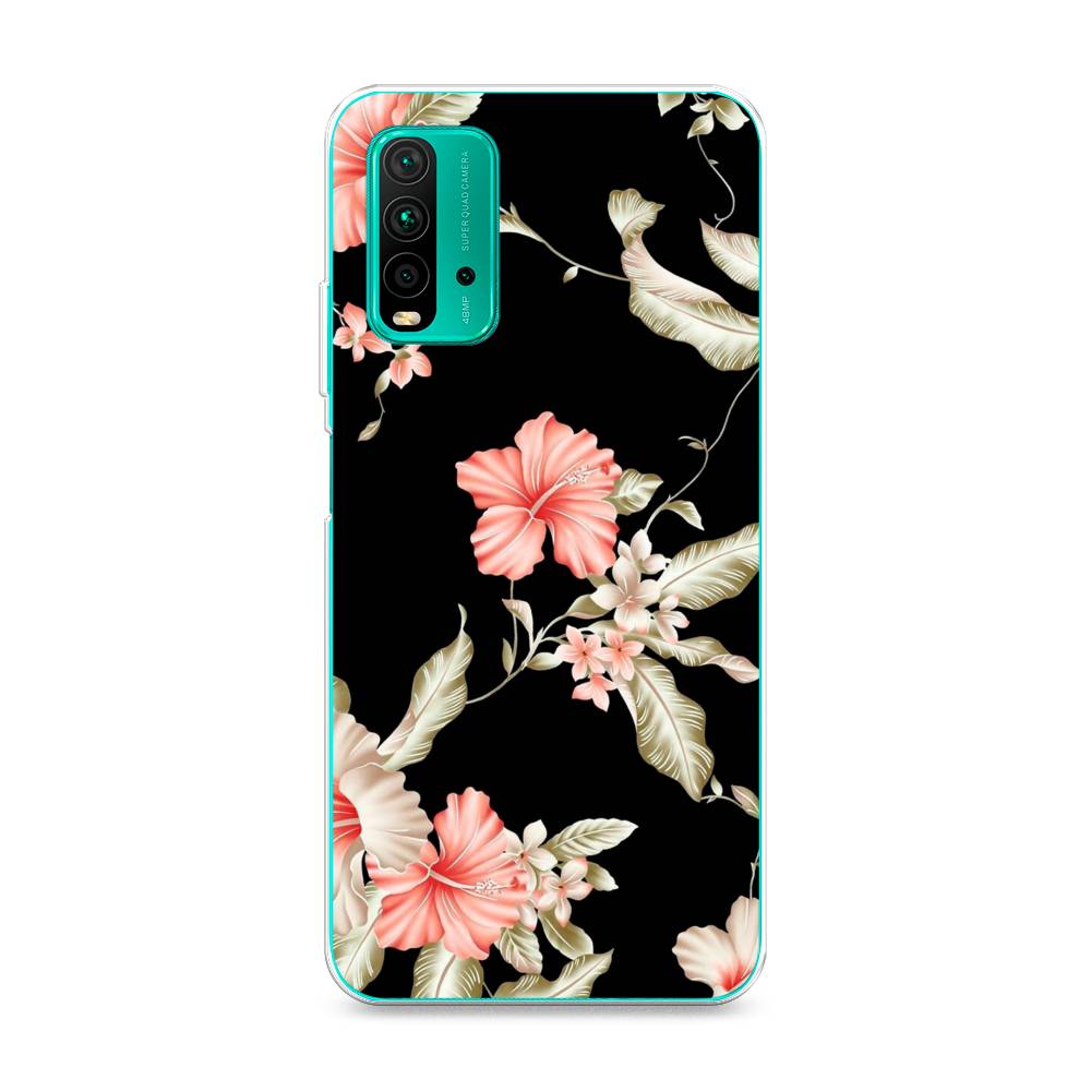 

Чехол Awog на Xiaomi Redmi 9T "Цветы на черном", Разноцветный, 39850-8