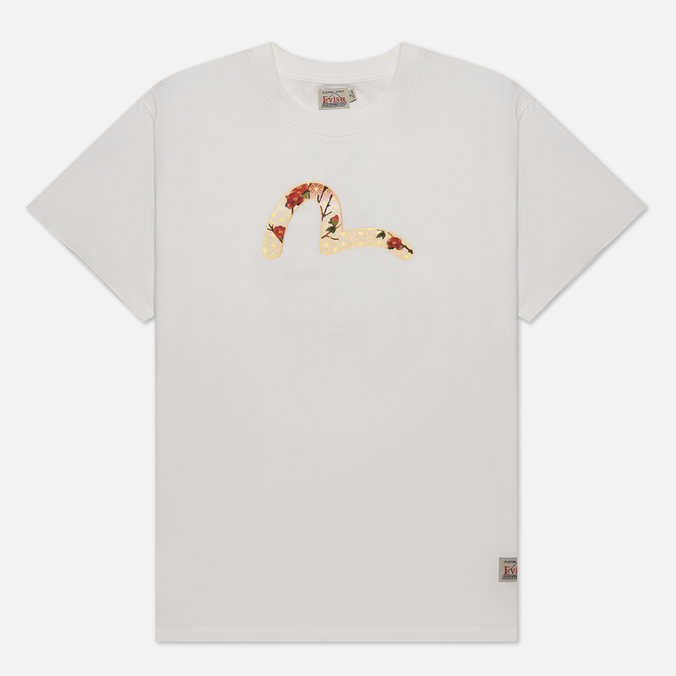 Женская футболка Evisu Printed Peacock Tsubaki Boyfriend белый, Размер L