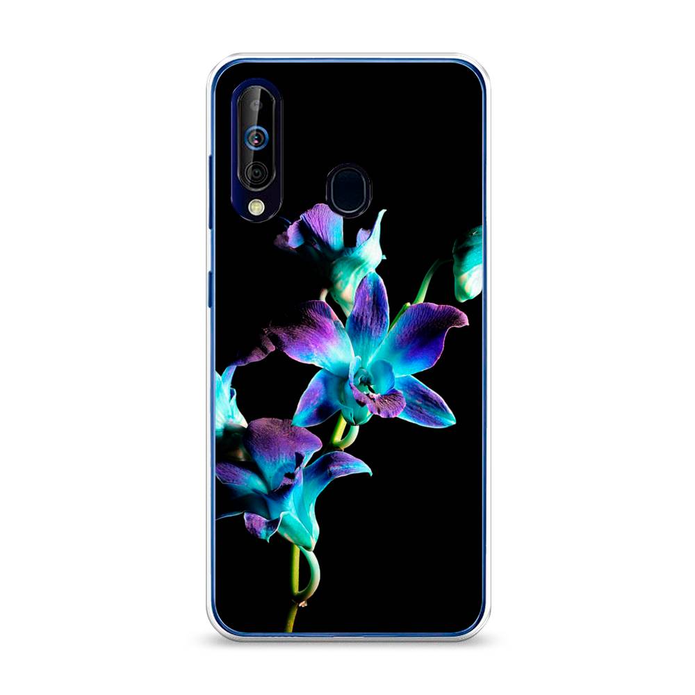 фото Силиконовый чехол "синий цветок на черном" на samsung galaxy a60 awog