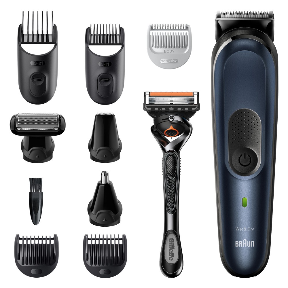 

Триммер Braun MGK7330 + Бритва Gillette синий, черный, MGK7330 + Бритва Gillette