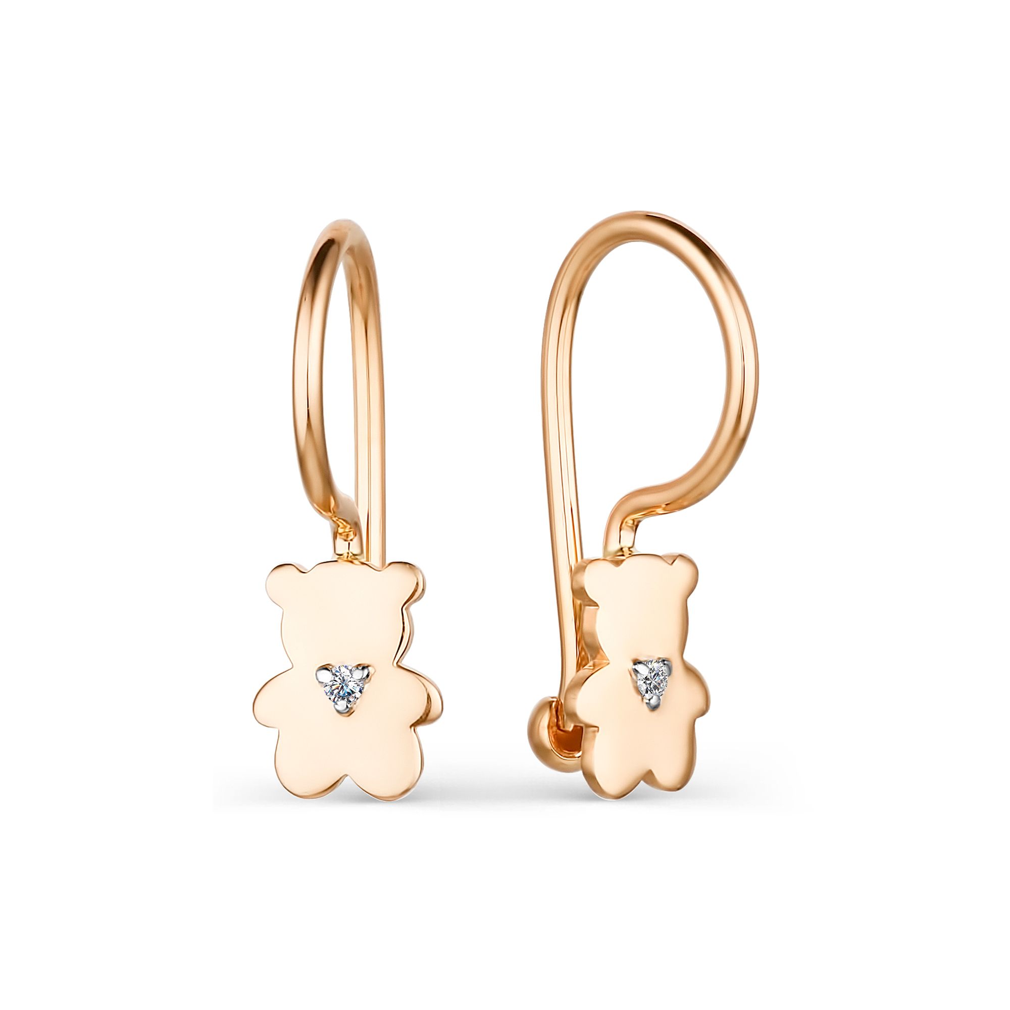 

Серьги из красного золота с бриллиантом АЛЬКОР 23975-100, 23975-100