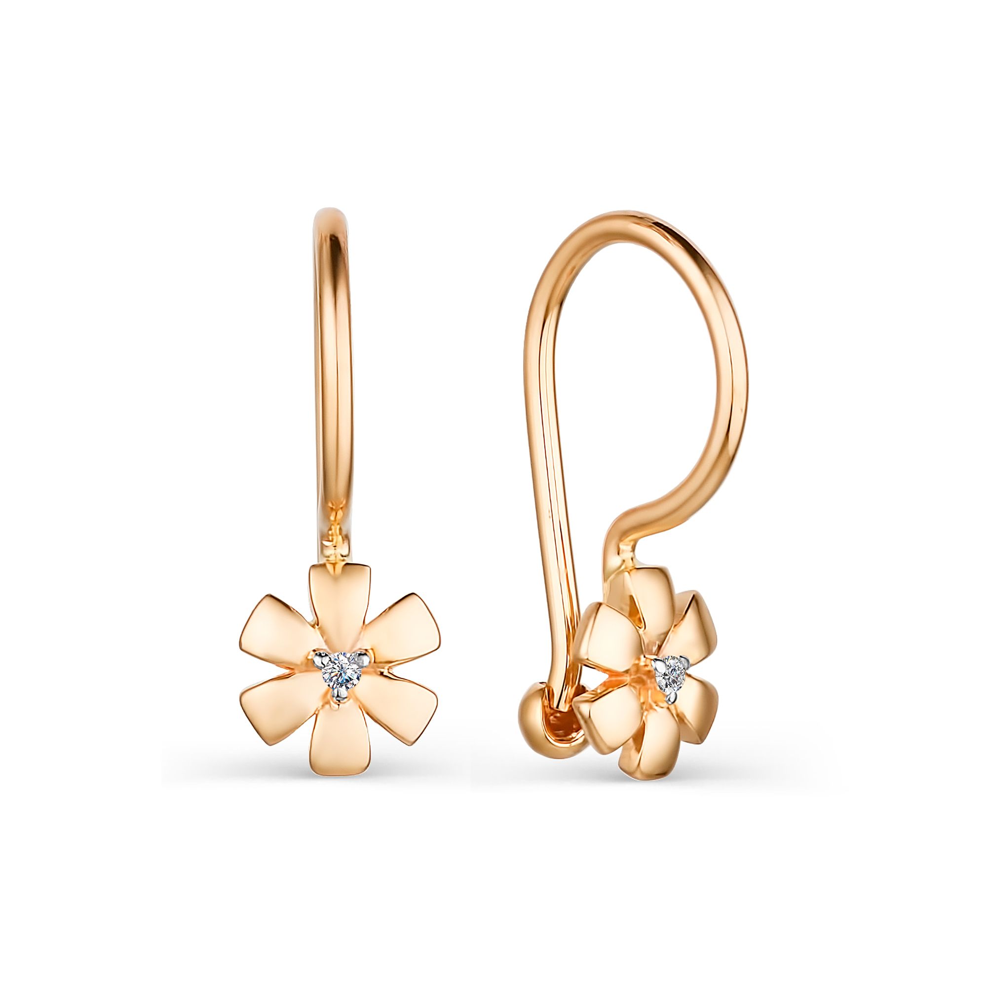 

Серьги из красного золота с бриллиантом АЛЬКОР 23976-100, 23976-100
