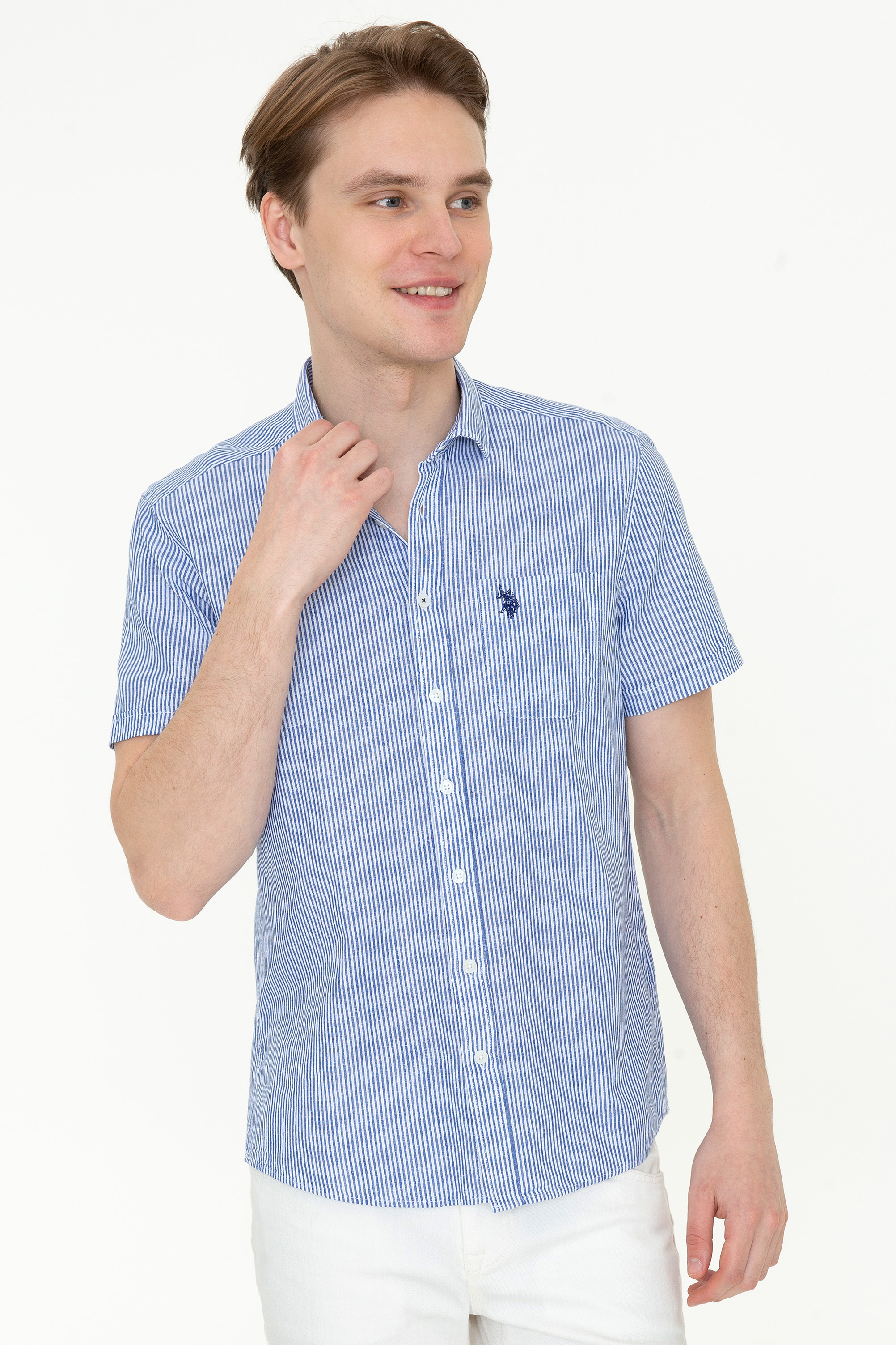 

Рубашка мужская U.S. POLO Assn. G081SZ0040KERTON20Y синяя L, G081SZ0040KERTON20Y
