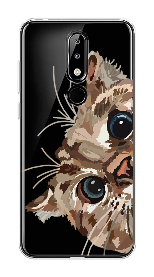 

Чехол на Nokia 5.1 Plus (X5) "Любопытный кот", Коричневый;синий;черный, 121950-1