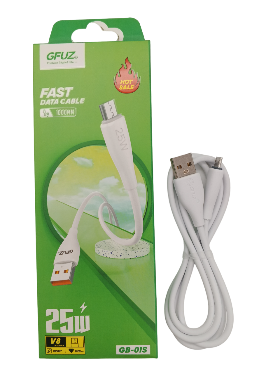 Провод GFUZ Fast Charge, 25W, 100см, белый GB-01S