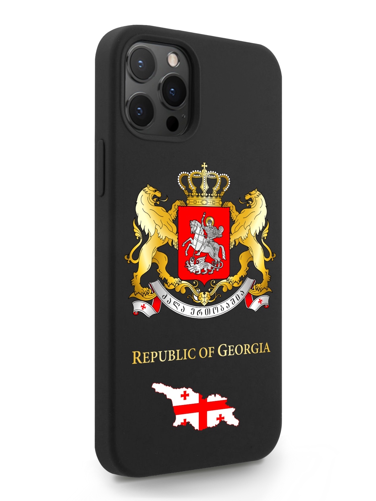 фото Черный signumcase для iphone 12 pro max герб грузии черный