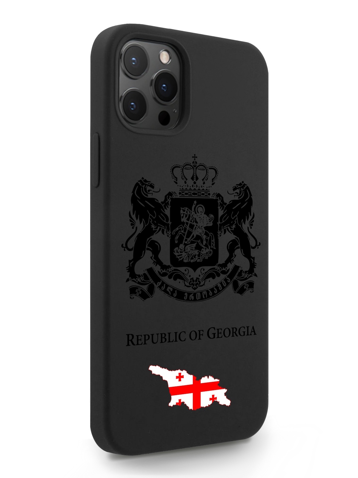фото Черный signumcase для iphone 12 pro max черный лаковый герб грузии черный