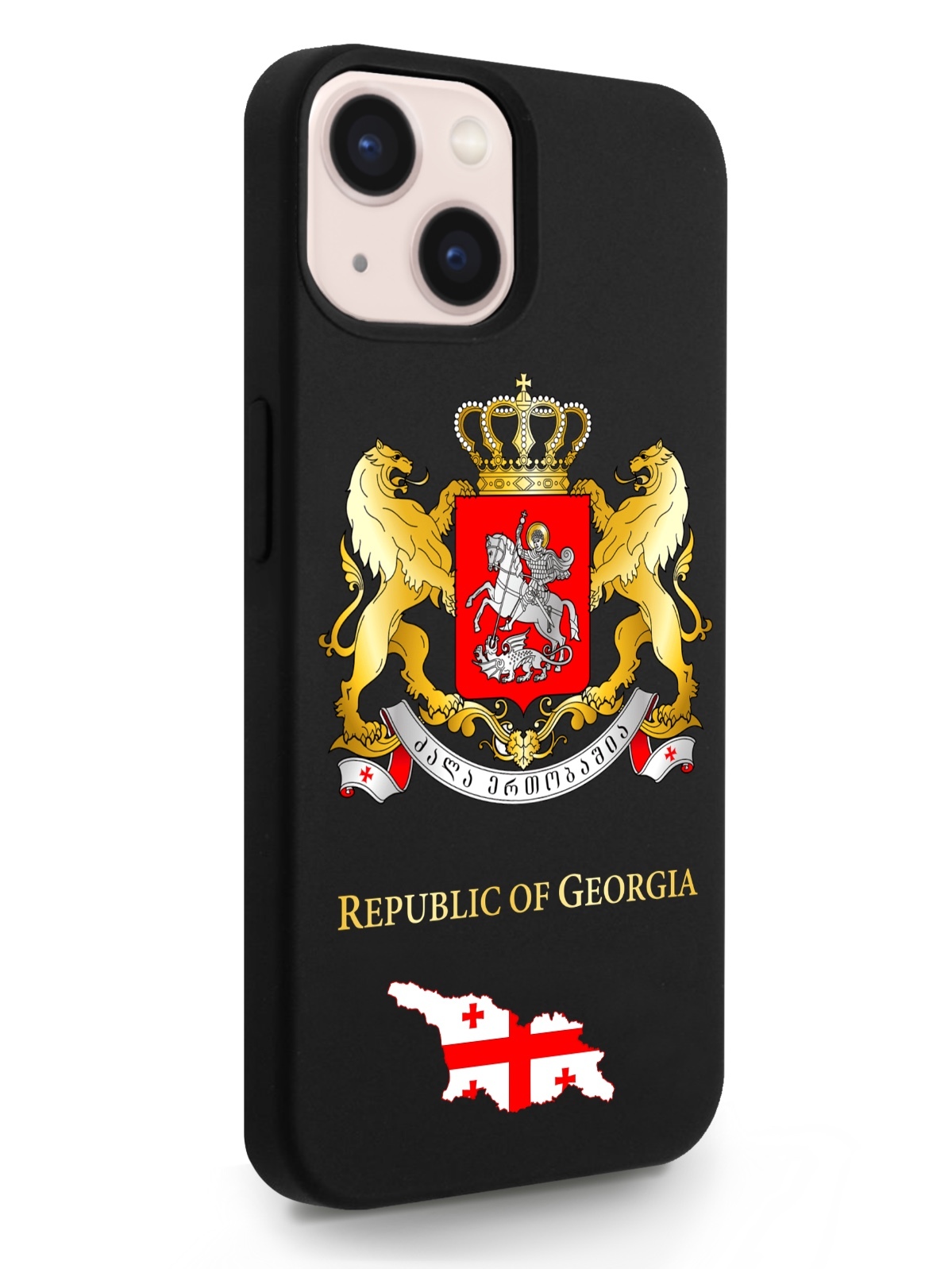 фото Черный signumcase для iphone 13 герб грузии черный