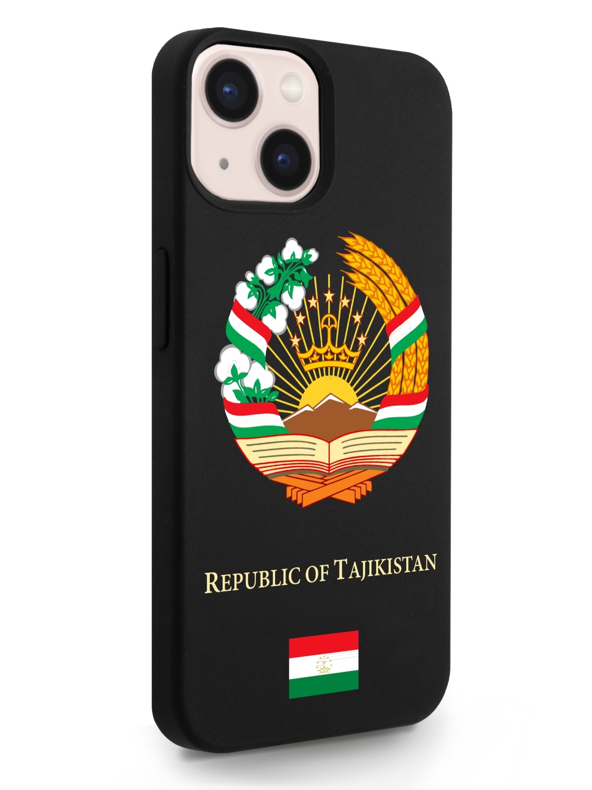 

Черный SignumCase для iPhone 13 Герб Таджикистана черный, iPhone 13 Герб Таджикистана