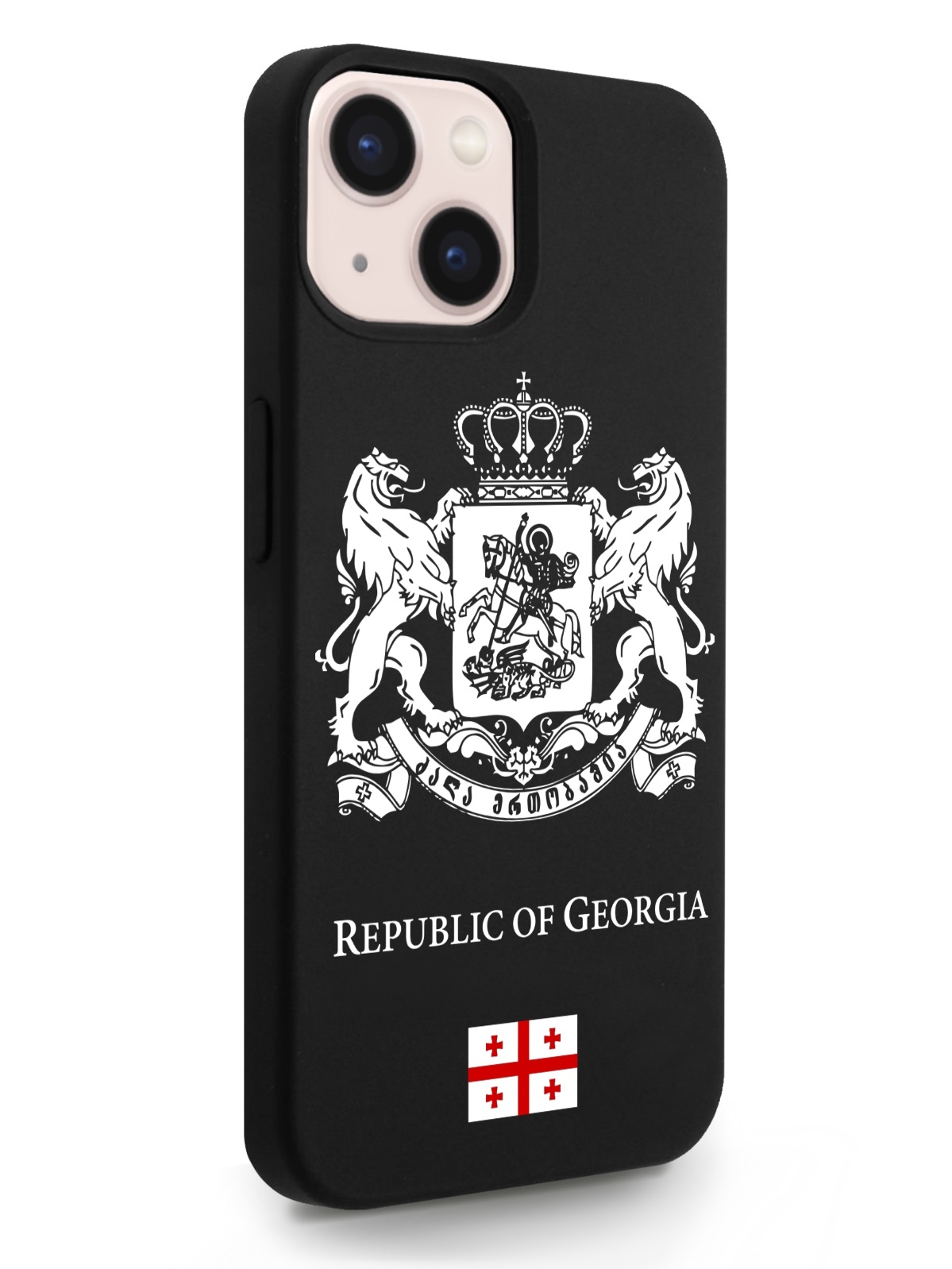 фото Черный signumcase для iphone 13 белый герб грузии черный