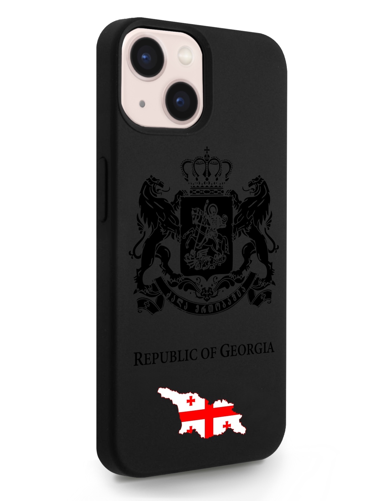фото Черный signumcase для iphone 13 черный лаковый герб грузии черный