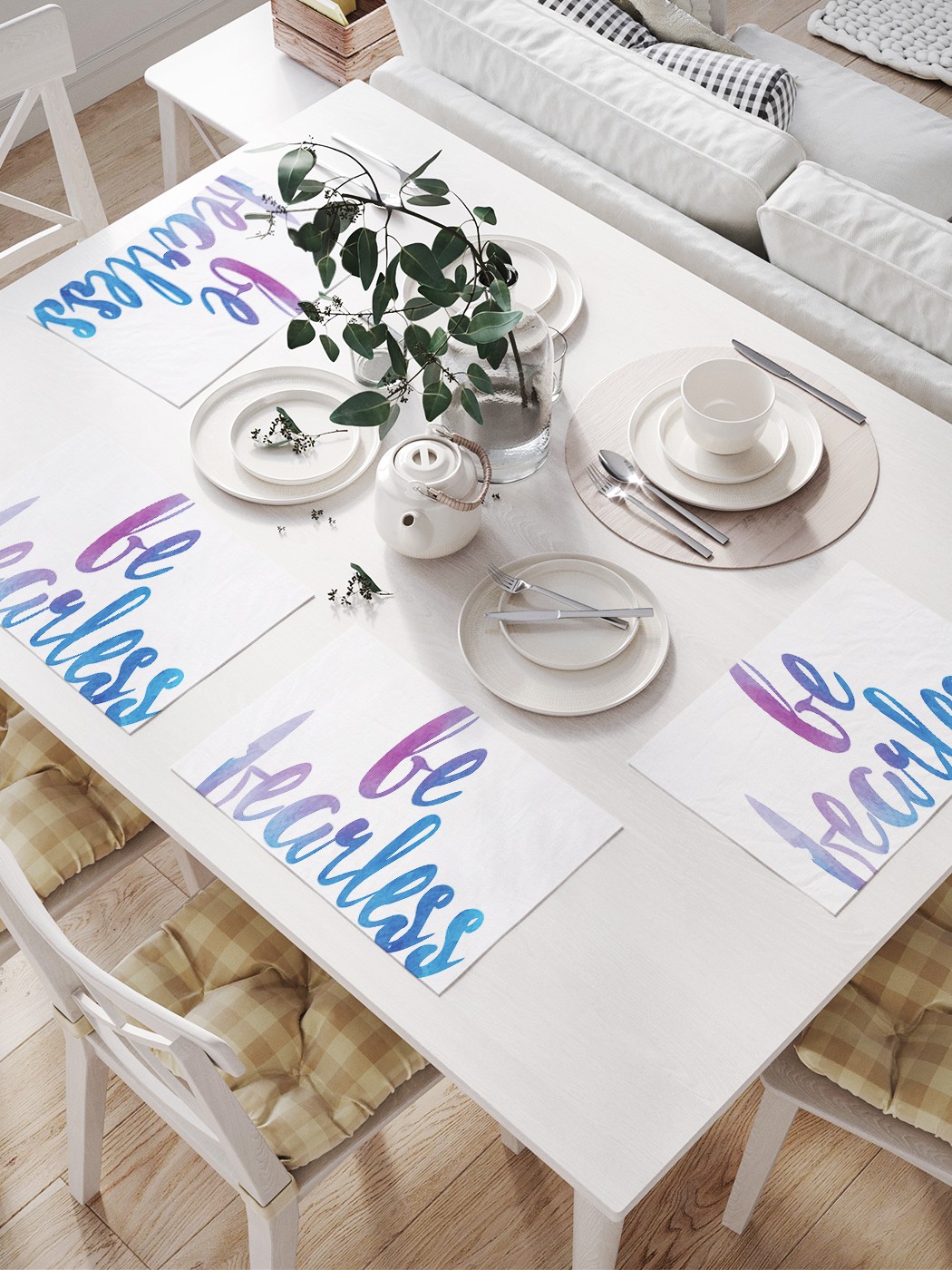 

Комплект салфеток JoyArty "Будь бесстрашным" для сервировки стола (32х46 см, 4 шт.), Голубой, Будь бесстрашным